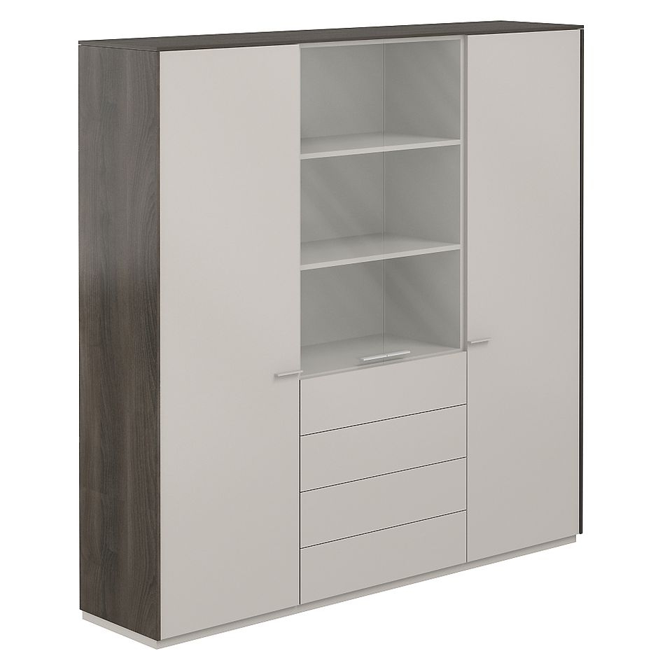 Шкаф высокий тройной с отделением для одежды Atlas NZ-0313+NZ-0322+NZ-0313.BT.GS Бренсон Трюфель Серый камень