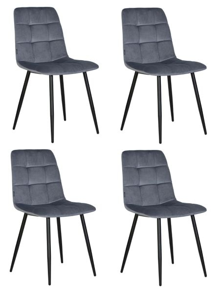 Стул обеденный DOBRIN CHILLY (Серо-голубой Holland 14, основание черное) 4 шт