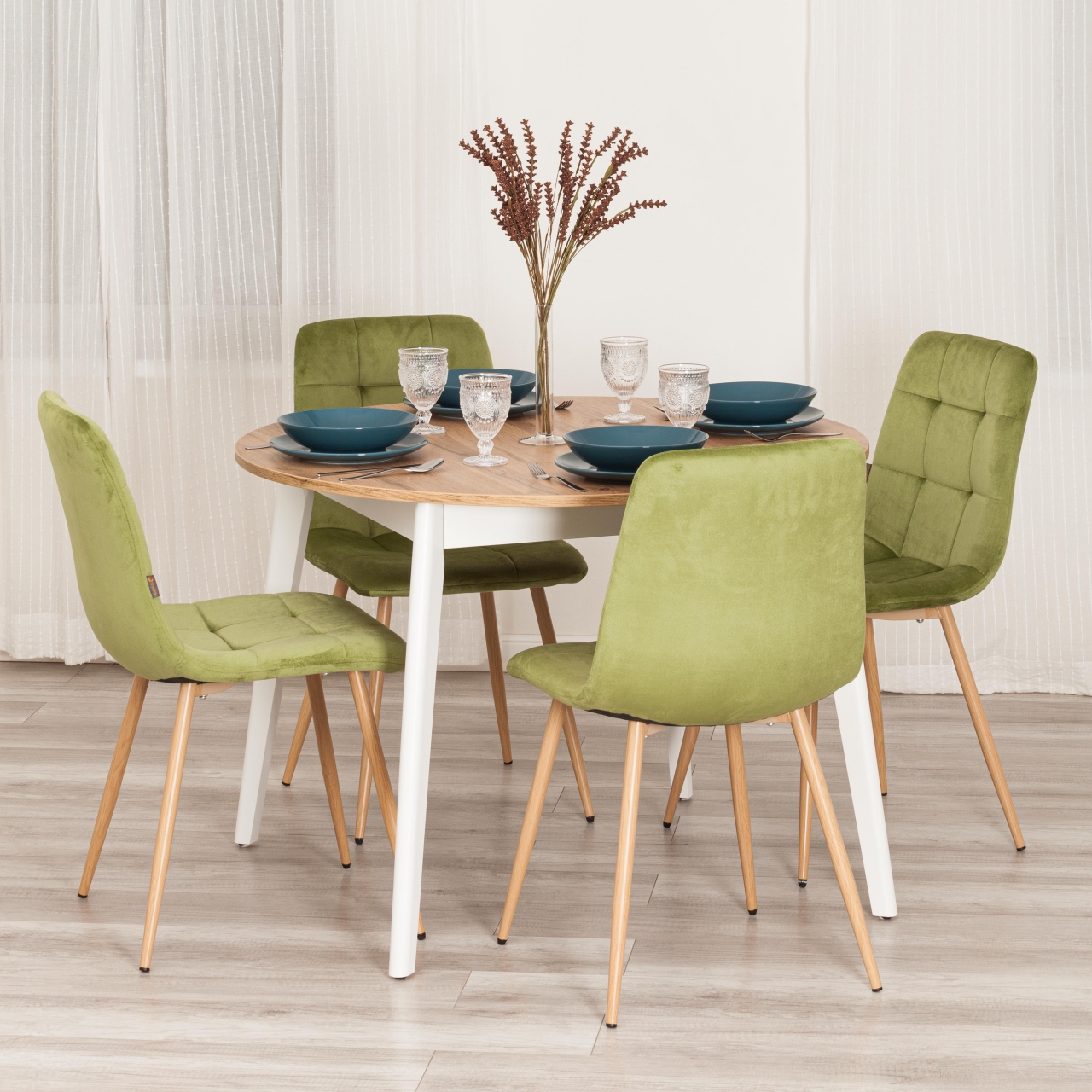 Стул CHILLY (mod. JSC-220) Велюр/металл , 44,5х52,5х88 см, Green (зеленый) HLR54 / натуральный