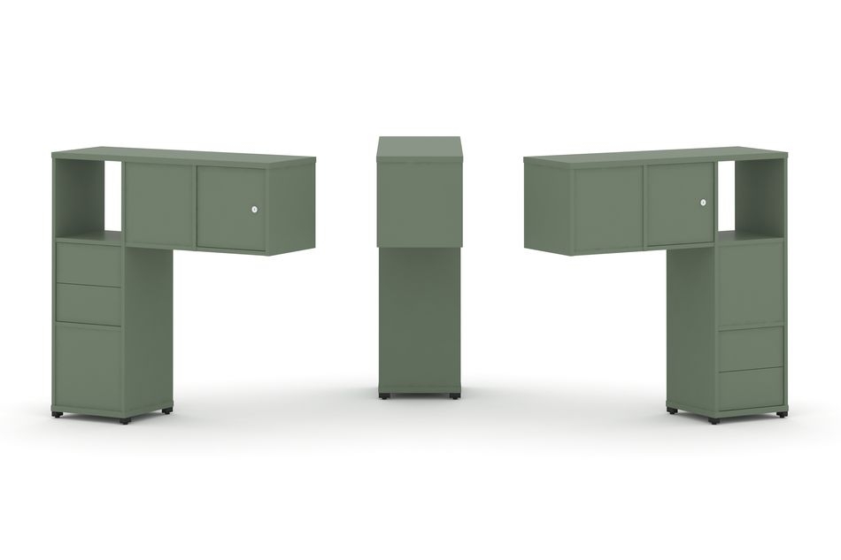 Надставка на стол низкая двухсторонняя + задняя стенка (4 шт.) + блок с 2-мя ящиками (2 шт.) + распашной фасад (2 шт.) CONCEPT CN.DNN-004 Кобо Черный металл