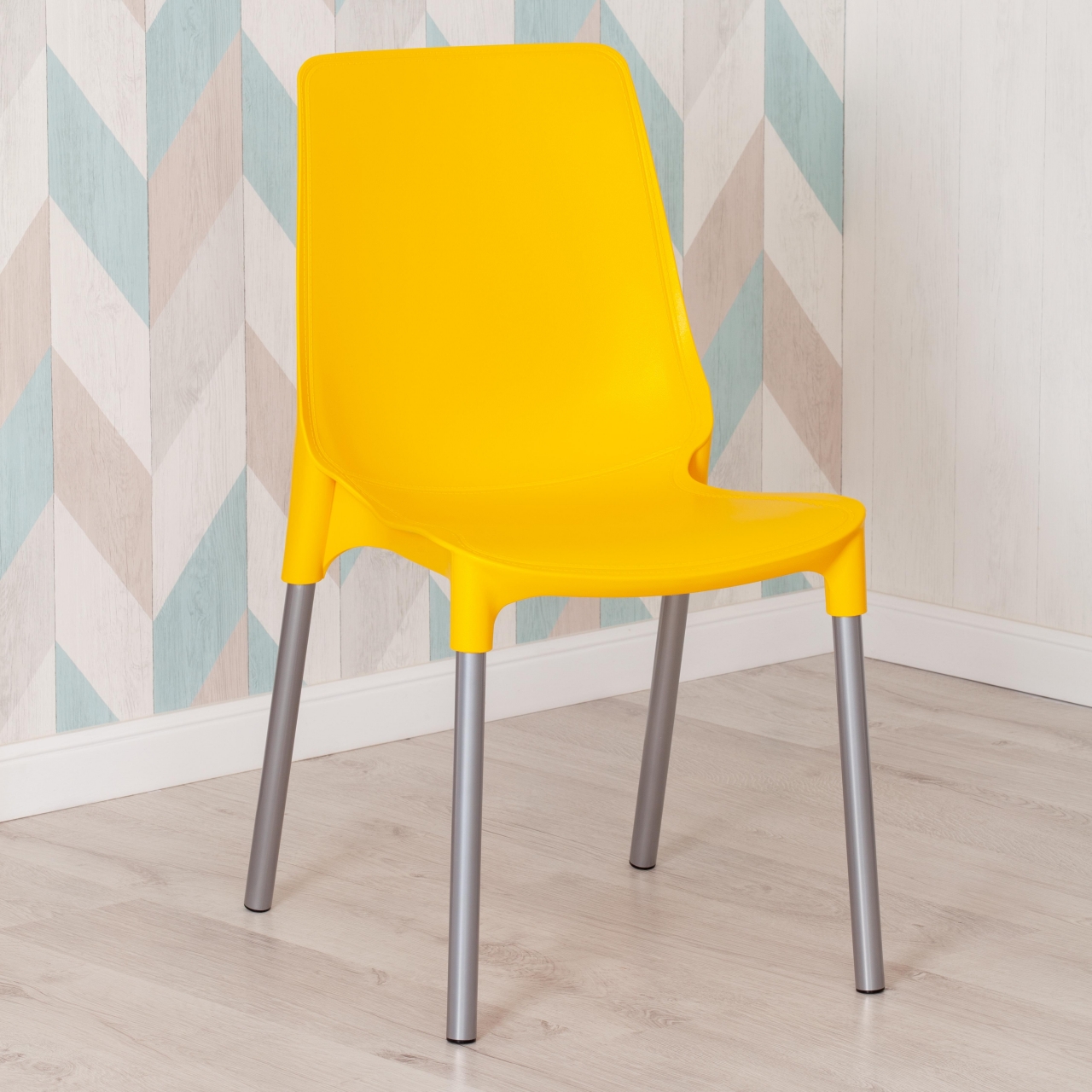 Стул GENIUS (mod 75) металл/пластик, 46x56x84cм, желтый/ножки хром