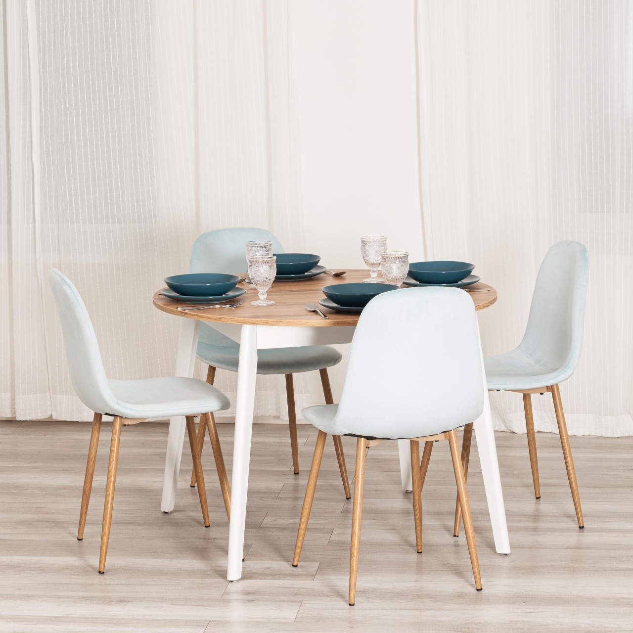 Стул BREEZE (mod. 4724) Велюр/металл , 44 х 53 х 87 см, Aquamarine (аквамарин) HLR16 / натуральный