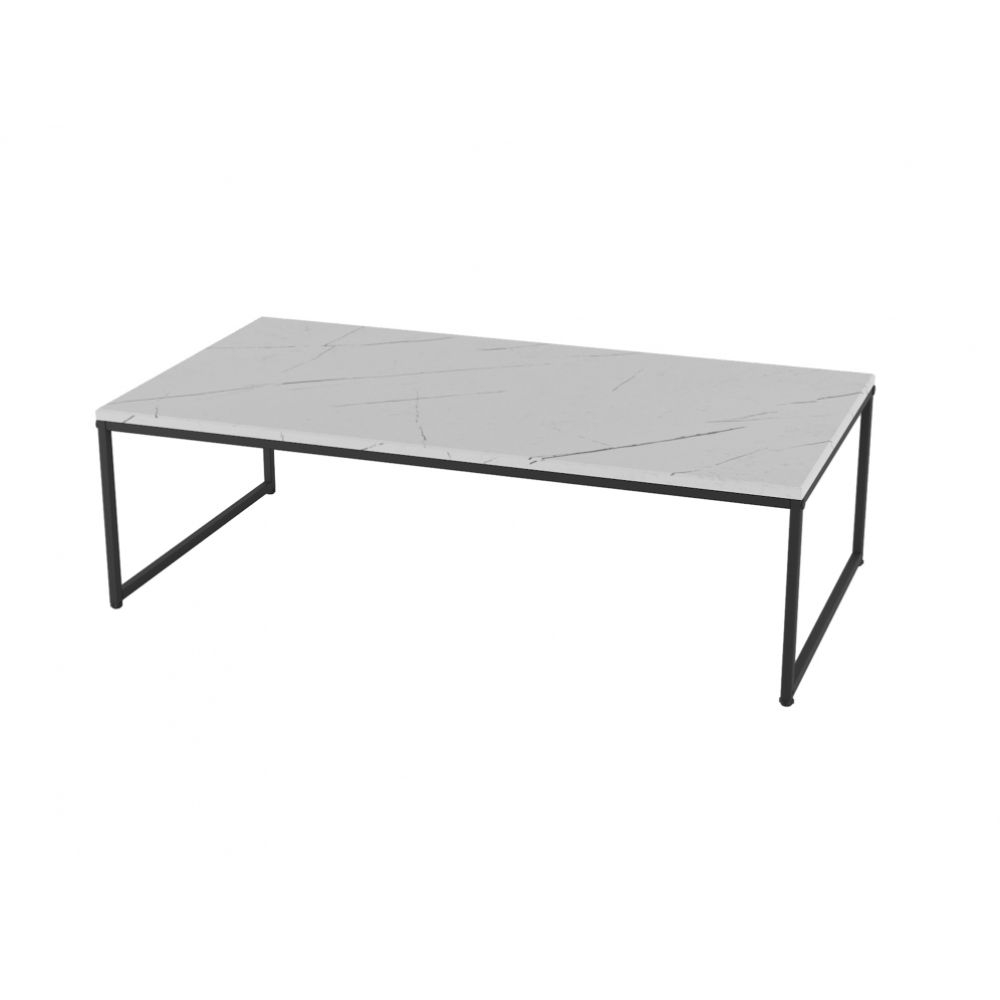 Стол журнальный Инсайд Белый мрамор/черный