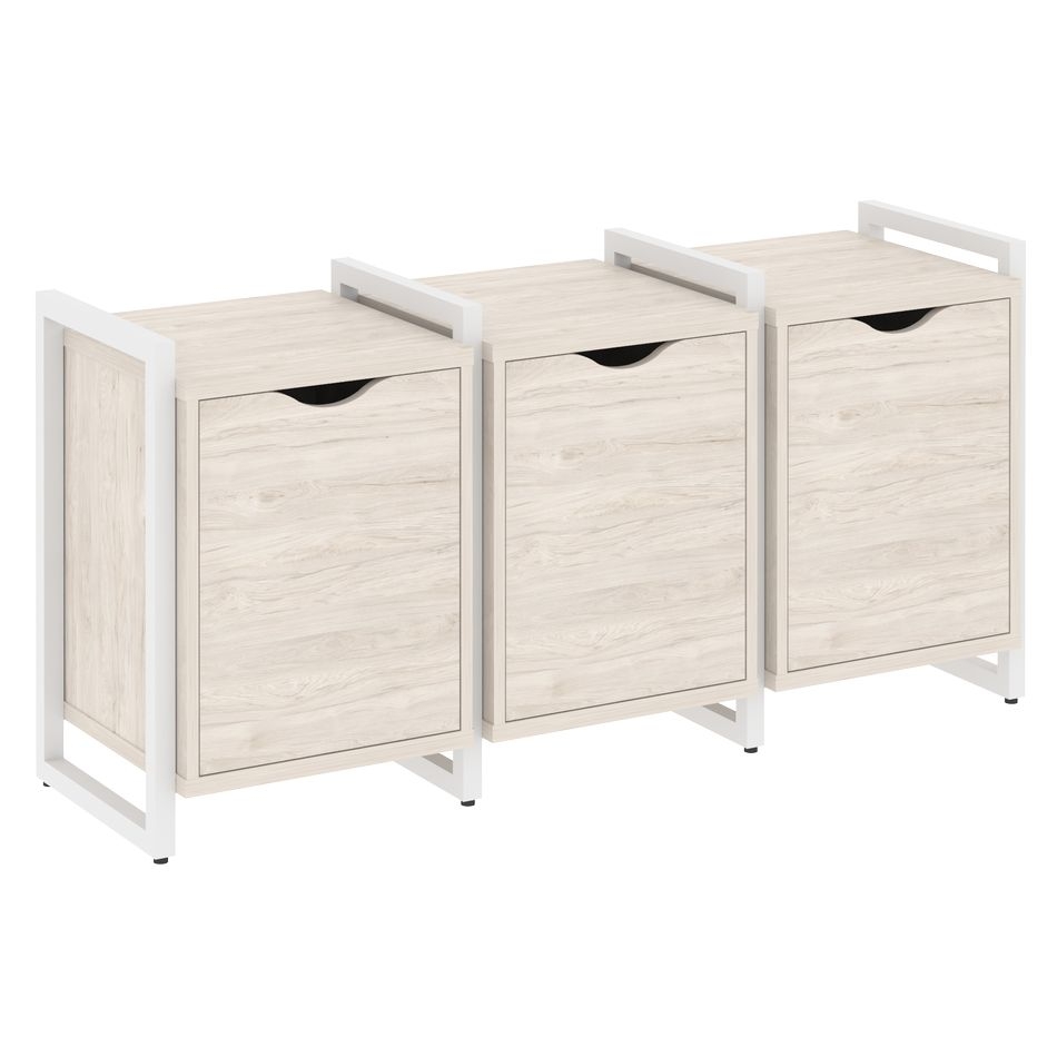 Тумба на регулируемых опорах наборная. Вариант №5 LOFT VR.L-TN-5.O Металл белый Денвер светлый