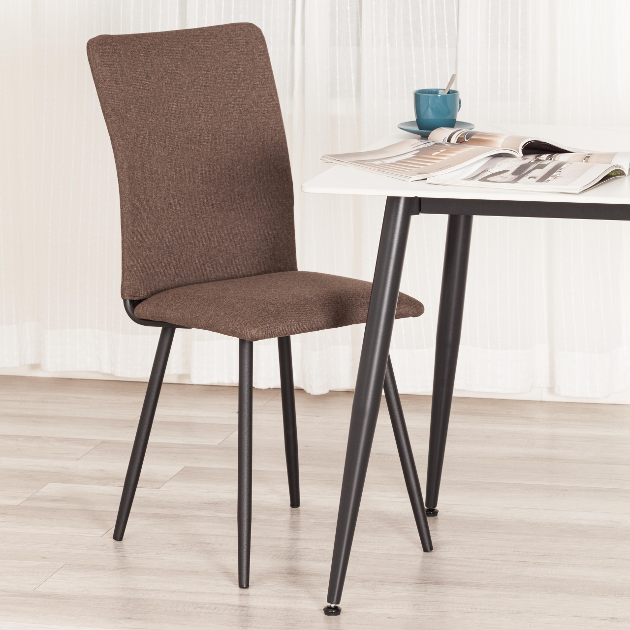 Стул обеденный La Rousse NEW, ткань рогожка, коричневый/черный, 3М7-147, 45x55x93 см