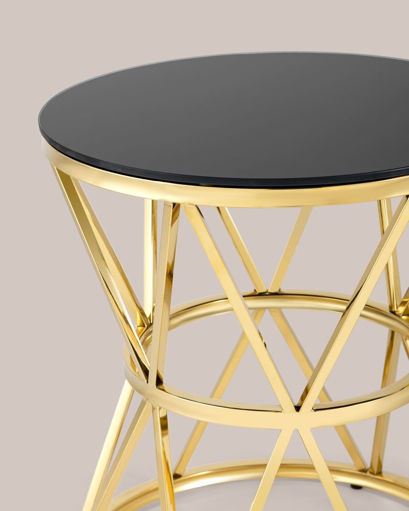 Журнальный стол ВИВА 50x50 Золото (стекло черное)