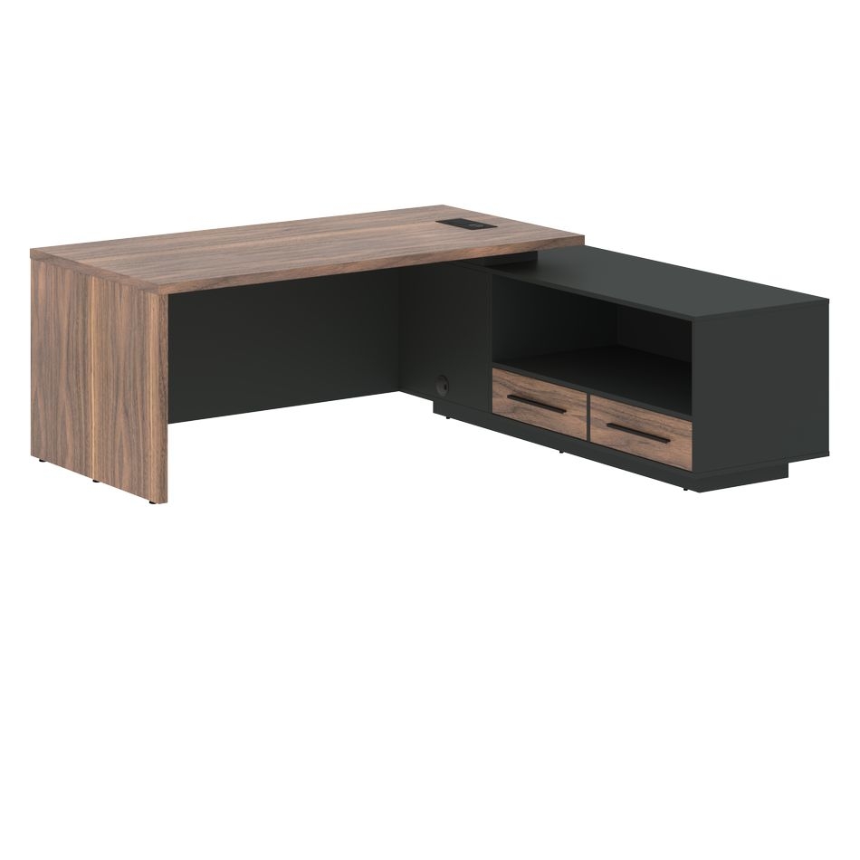 Стол руководителя правый VELION VENEER VRCT 2119 R Американский орех Яшма черная