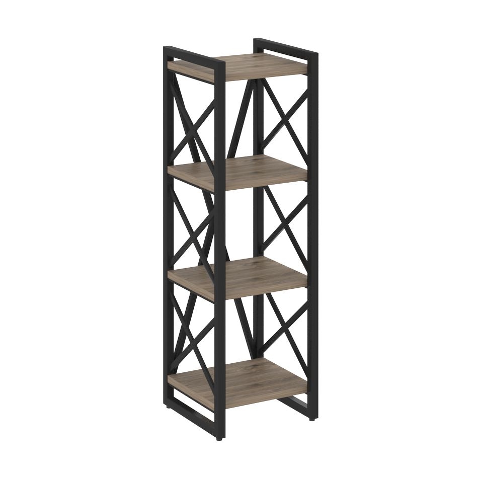 Стеллаж на регулируемых опорах - 4 полки LOFT VR.L-MST.O-4.4 Металл черный Тиквуд темный