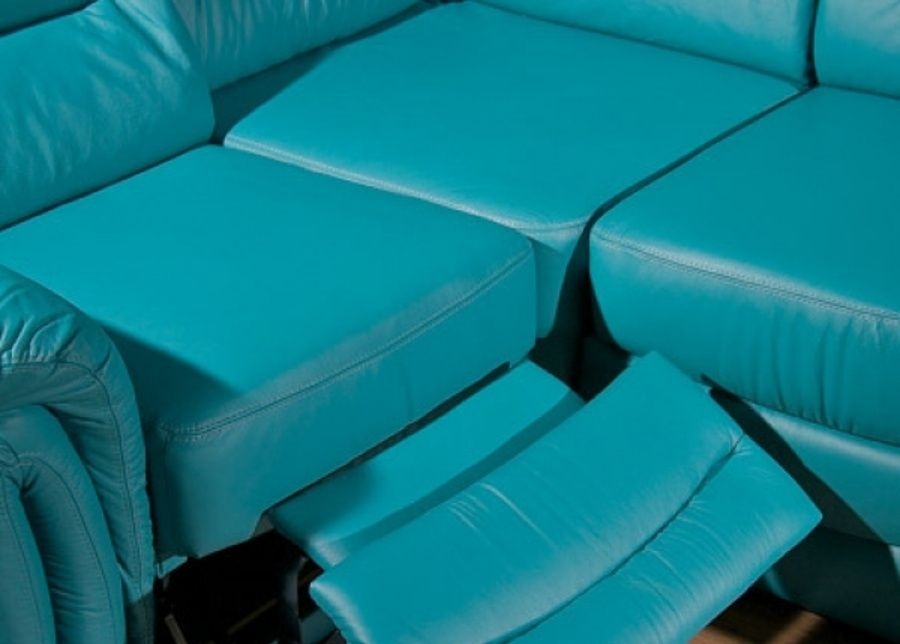 Диван угловой раскладной левый Вавилон 07 Бирюзовый (кожа)