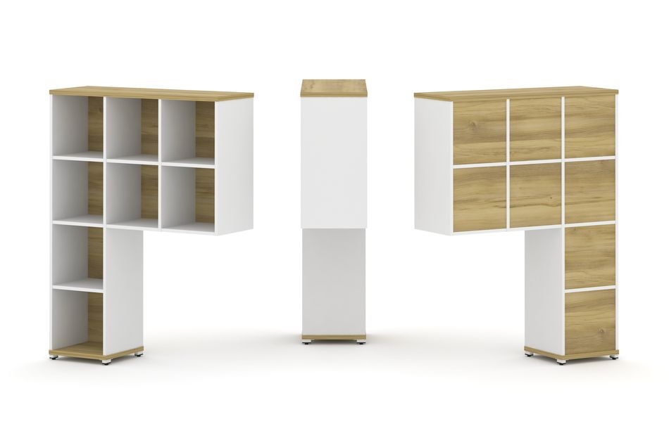 Надставка на стол высокая односторонняя + задняя стенка (8 шт.) CONCEPT CN.ONV-001 Дуб Винченцо Белый бриллиант Белый металл