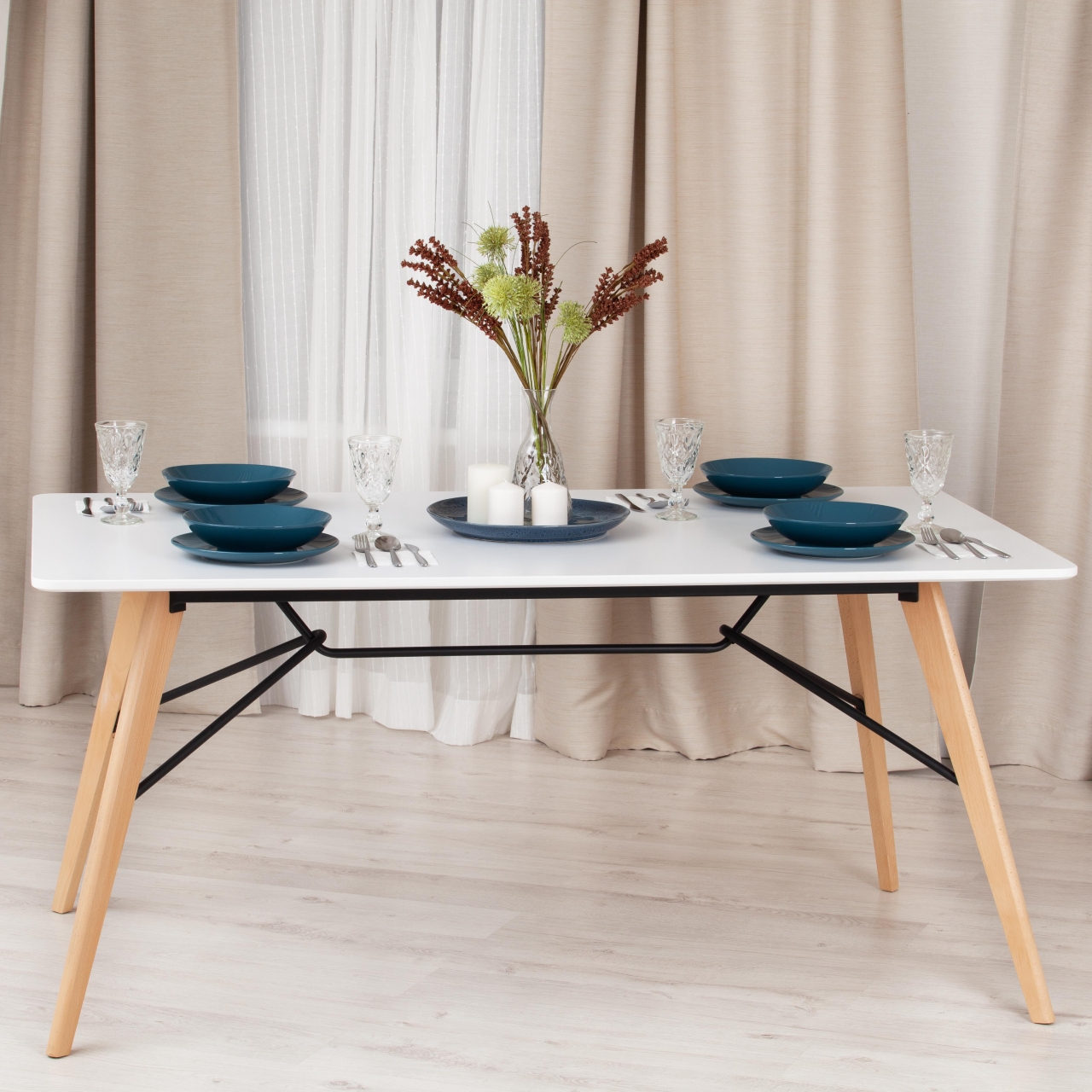 Стол RUSTO (mod. 289А) МДФ/металл, 160 х 90 х 75 см , white (белый)