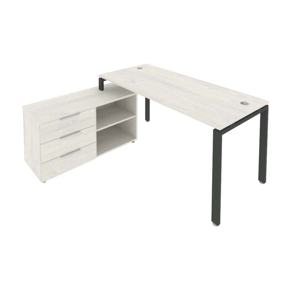 Рабочая станция на П-образном м/к с опорной тумбой левая Metal System Б.РС-СТС-2.4 Л Наварра/Антрацит