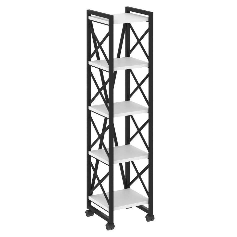 Стеллаж на колесных опорах - 5 полок LOFT VR.L-MST.K-5.4 Металл черный Белый Бриллиант