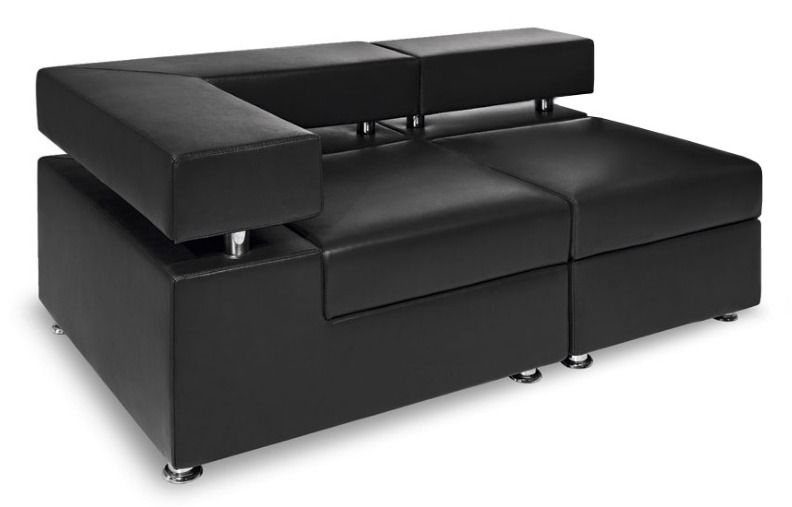 Диван двухместный с правым подлокотником Прага 2В Черный (кожа)