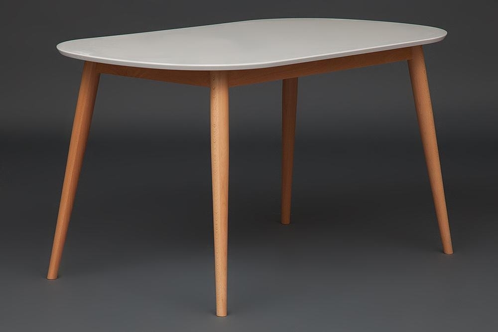 Стол обеденный MAX (Макс) основание бук, столешница мдф, 140 х 80 х 75см, Белый+Натуральный ( Бук)