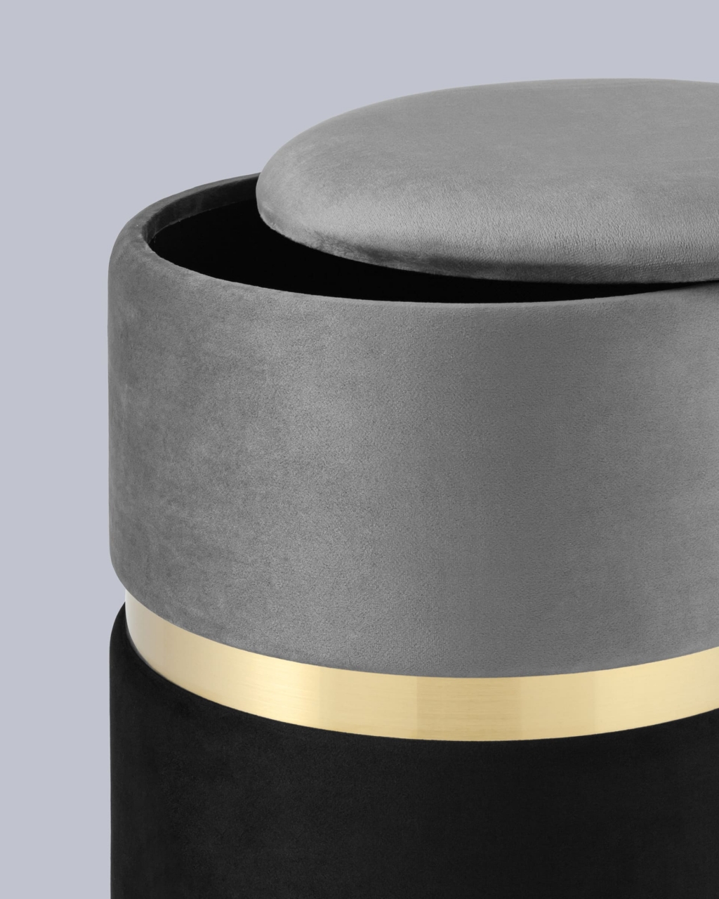 Пуф Кэрри с ящиком велюр Серо-черный