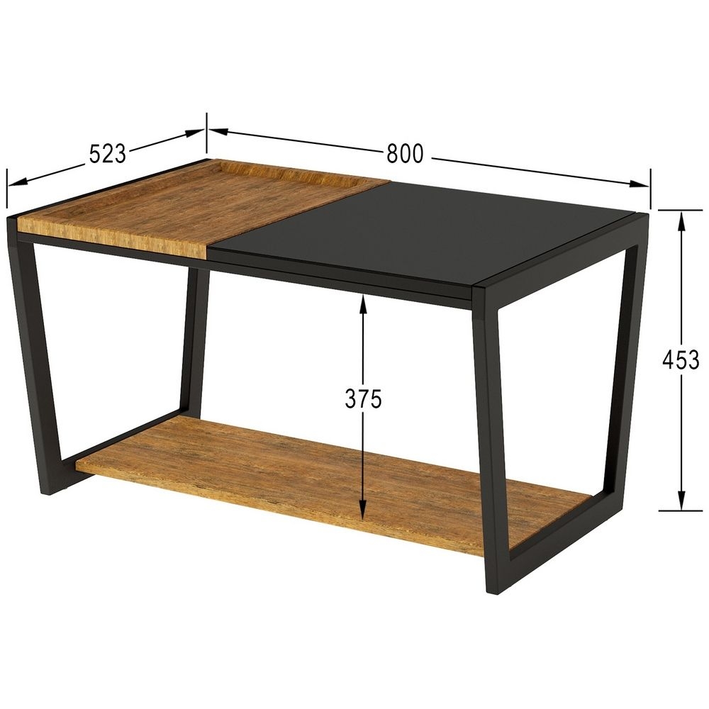 Стол журнальный Трисс Дуб американский / Черная лакобель / Черный