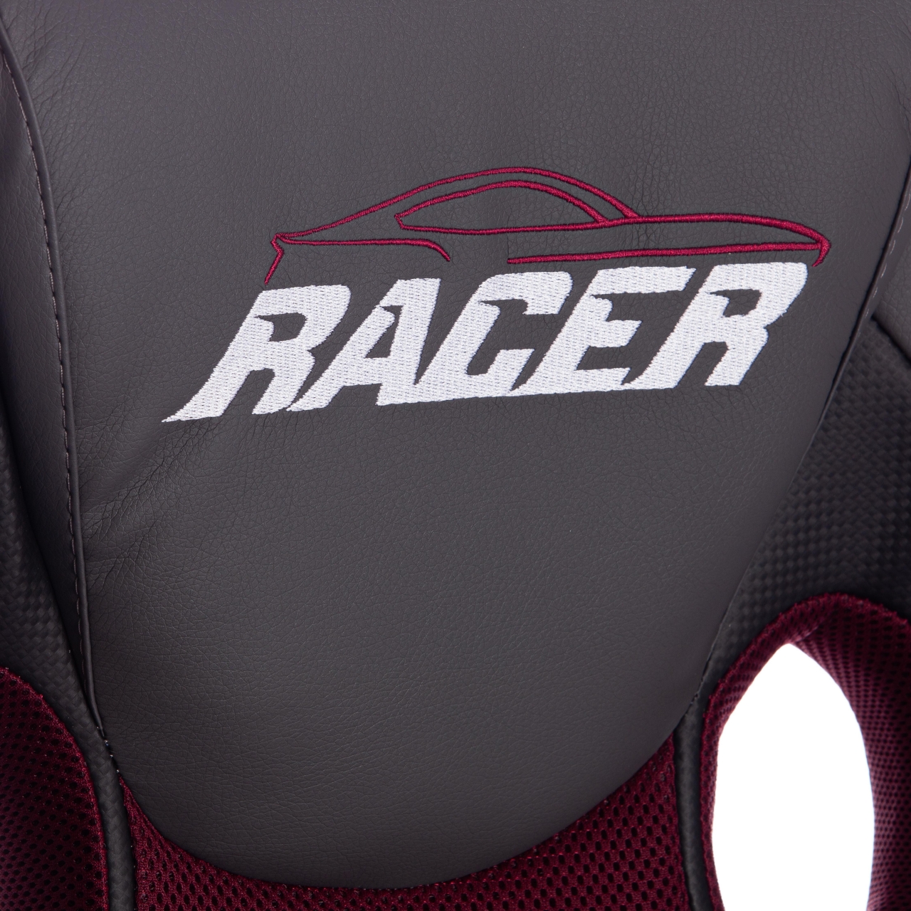 Кресло RACER кож/зам/ткань, металлик/бордо, 36/13