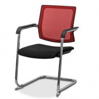 Домино спинка-сетка Черный/Красный Стул офисный