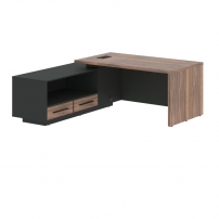 VELION VENEER VRCT 1919 L Американский орех Яшма черная Стол руководителя левый