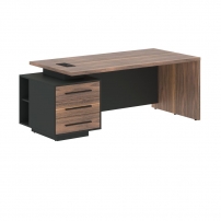VELION VENEER VRCT 2090 L Американский орех Яшма черная Стол руководителя левый