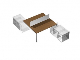 Profiquadro КВ 0138 Орех ногаро/белый премиум Profiquadro КВ 0138 Орех ногаро/белый премиум Рабочая станция (2х120) с настольным экраном на 2-х опорных тумбах правых (без тумб)