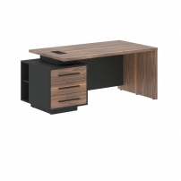 VELION VENEER VRCT 1890 L Американский орех Яшма черная Стол руководителя левый