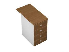 Profiquadro КВ 202 Орех ногаро/белый премиум Profiquadro КВ 202 Орех ногаро/белый премиум Тумба приставная 4-ящичная с замком