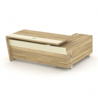 Corner COR.SRT-18(L) Гикори Песочный Ваниль Стол руководителя с опорной тумбой, левый