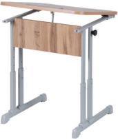 эргономичный с углом наклона и пеналом (рост 3-7) Клен Танзау/Металл Серый Парта одноместная