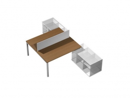 Profiquadro КВ 0142 Орех ногаро/белый премиум Profiquadro КВ 0142 Орех ногаро/белый премиум Рабочая станция (2х140) с настольным экраном на 2-х опорных тумбах левой-правой (БЕЗ ТУМБ)