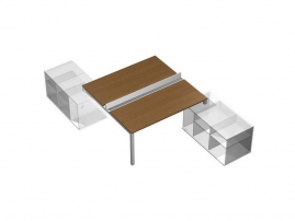 Profiquadro КВ 0150 Орех ногаро/белый премиум Profiquadro КВ 0150 Орех ногаро/белый премиум Рабочая станция (2х140) с ProSystem на 2-х опорных тумбах правых (без тумб)
