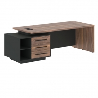 VELION VENEER VRCT 2390 L Американский орех Яшма черная Стол руководителя левый