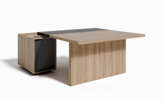 EVO103DX.U003 Стол квадратный с вставкой и тумбой правый