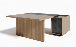 EVO103SX.U003 Стол квадратный с вставкой и тумбой левый