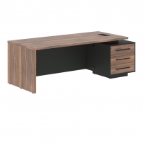 VELION VENEER VRCT 2290 R Американский орех Яшма черная Стол руководителя правый
