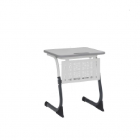 SMARTY PLUS 600х500  с антивандальной  полиуретановой кромкой и сеткой (рост 3-5) Антрацит/Белый/Серый Кромка Антрацит Парта одноместная регулируемая по высоте