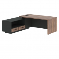 VELION VENEER VRCT 2119 L Американский орех Яшма черная Стол руководителя левый