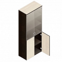 Р.Ш-2СТ Венге/Дуб молочный Шкаф для документов с тонированным стеклом