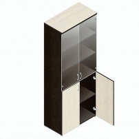 Р.Ш-2СБ Венге/Дуб молочный Шкаф для документов со стеклом