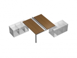 Profiquadro КВ 0152 Орех ногаро/белый премиум Profiquadro КВ 0152 Орех ногаро/белый премиум Рабочая станция (2х160) с ProSystem на 2-х опорных тумбах левых