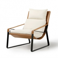 ERK-LC03-GY, коричневое, белое Кожаное кресло