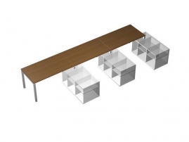 Profiquadro КВ 0115-3 Орех ногаро/белый премиум Profiquadro КВ 0115-3 Орех ногаро/белый премиум Рабочая станция (3х160) на 3-х опорных тумбах правых (без тумб)