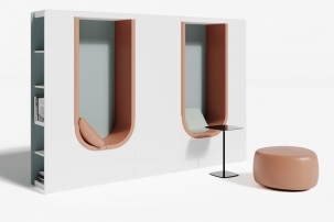 ART907.U604 Композиция гардероб и две мягких ниши с боковыми стеллажами