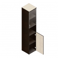 Р.П-4СБ Венге/Дуб Шкаф для документов узкий с прозрачными стеклами