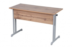 с прямыми углами (рост 6) Клен Танзау/Металл Серый Парта двухместная