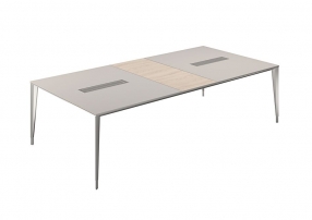 Atlas NZ-0103.GS.YN.AL Серый камень Ясень Наварра Алюминий Конференц-стол (домино поперек)