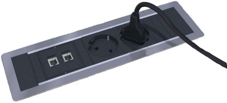 Торстон 2 розетки 220V + 2 компьютерные Антрацит Блок розеток