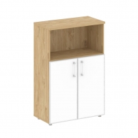 SHIFT SK.ST-2.2R white Тиквуд Светлый/Белый Бриллиант Шкаф средний широкий стеклянные дверцы