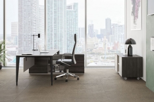 Atlas №07 Бренсон Трюфель Серый камень Антрацит Комплект мебели для кабинета руководителя